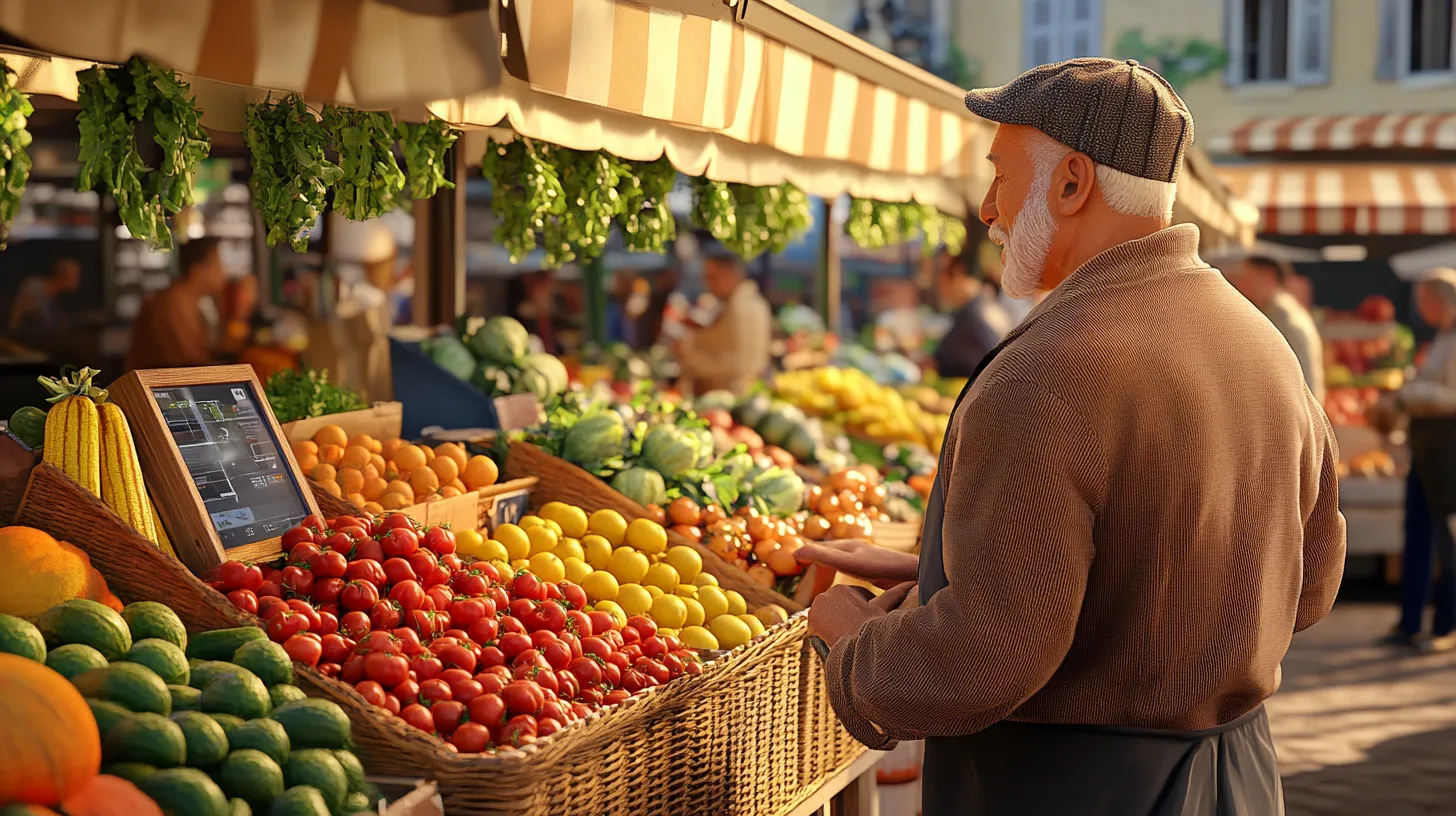 IA et producteurs locaux au marché rural