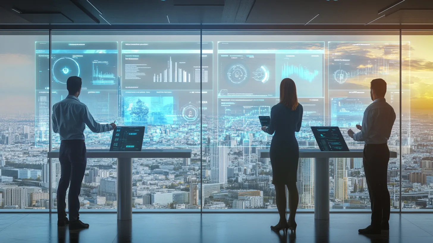 Interfaces IA immobilier analyse futuriste 2025