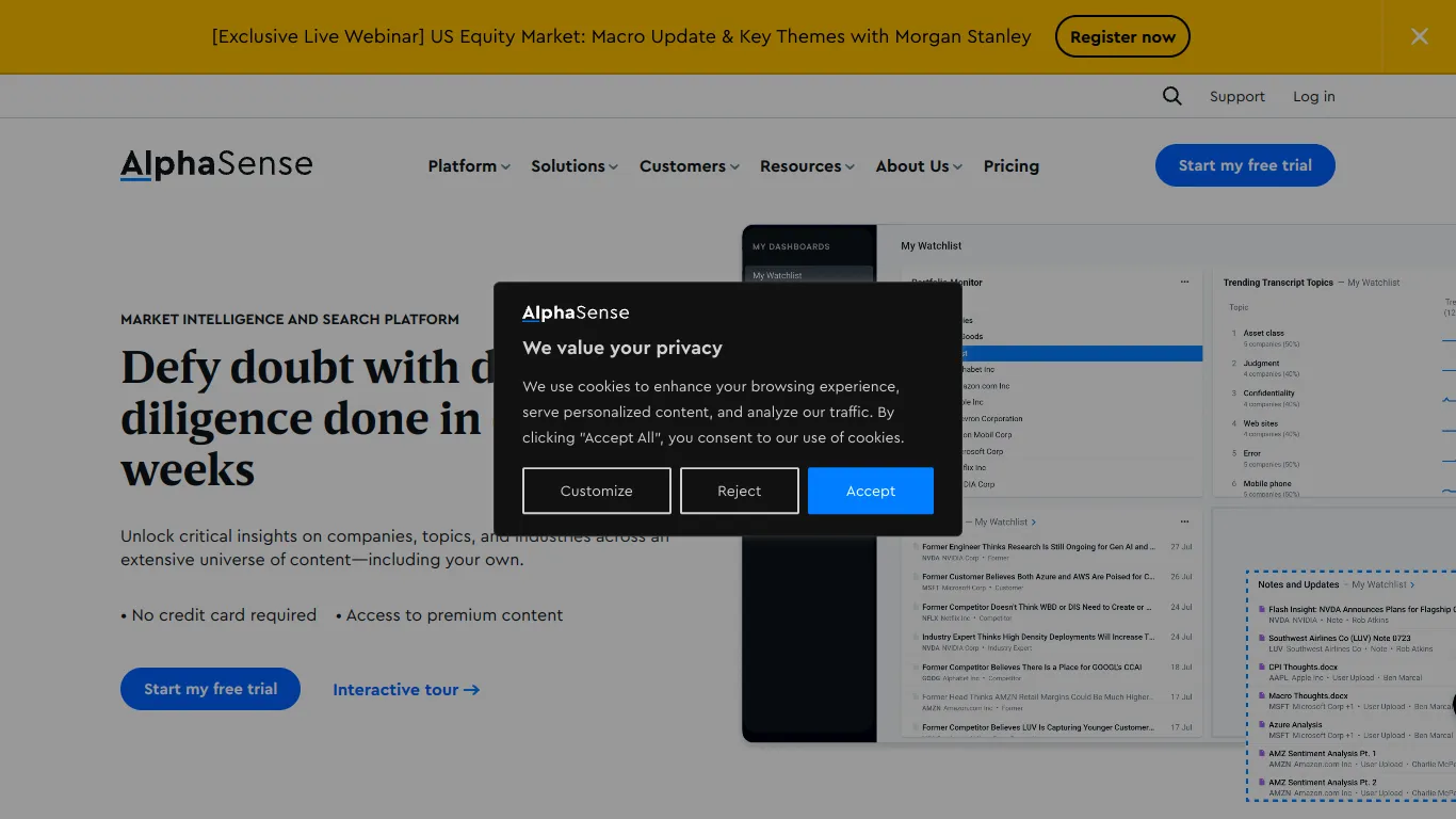 AlphaSense screenshot